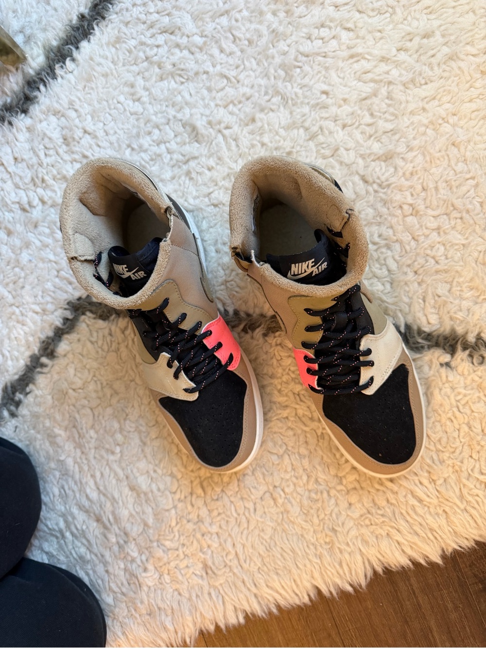 Jordan High-Top Sneakers in Tan and Black - Picture 2 of 4